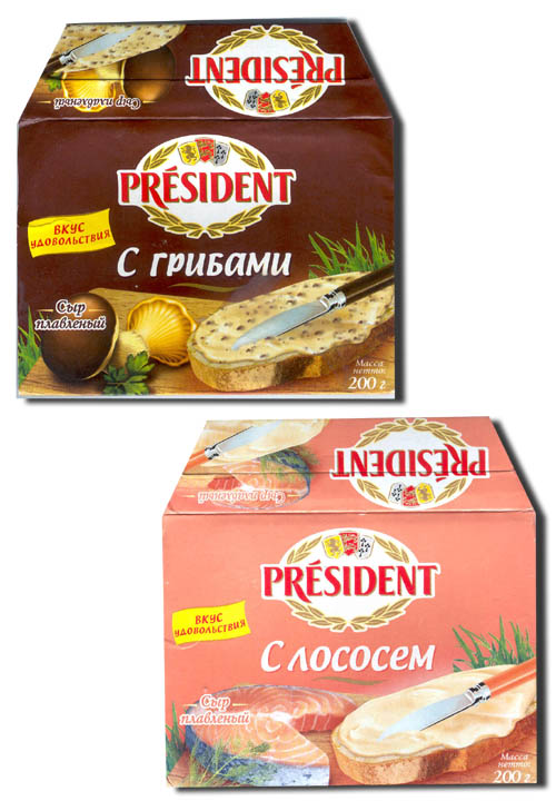 Krabičky sýrů President