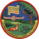 Liška, vrána a sýr  - sýrová etiketa - cheese label