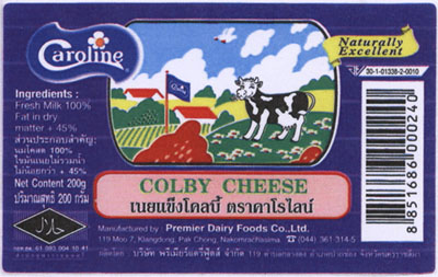 sýrová etiketa camembert Thajsko